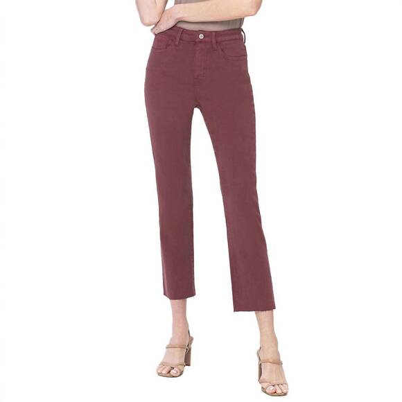 NEW VERVET BY FLYING MONKEY beaujolais high rise straight jeans in maroon - Picture 2 of 7